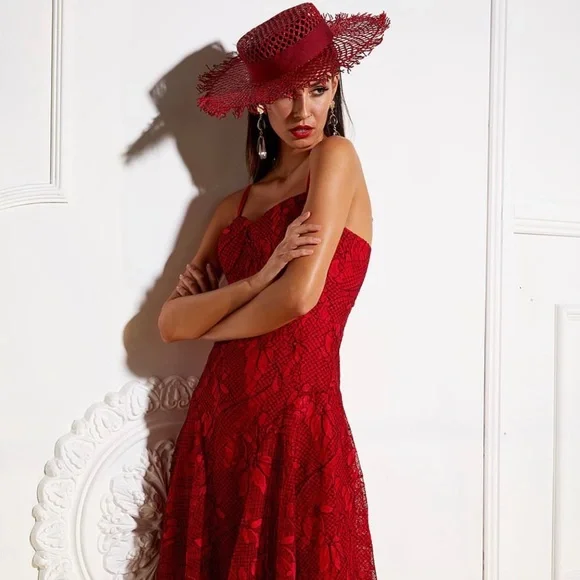 Mossman “You’re So Vain” Red Midi Cocktail Dress - Picture 2 of 8